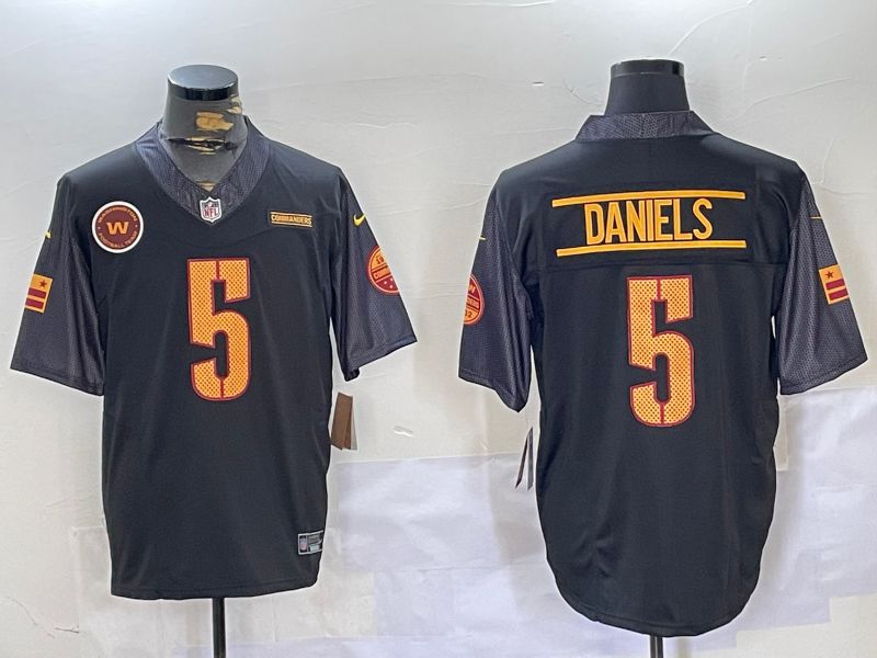 Men Washington Commanders #5 Daniels Black 2024 Nike Limited NFL Jersey style 2